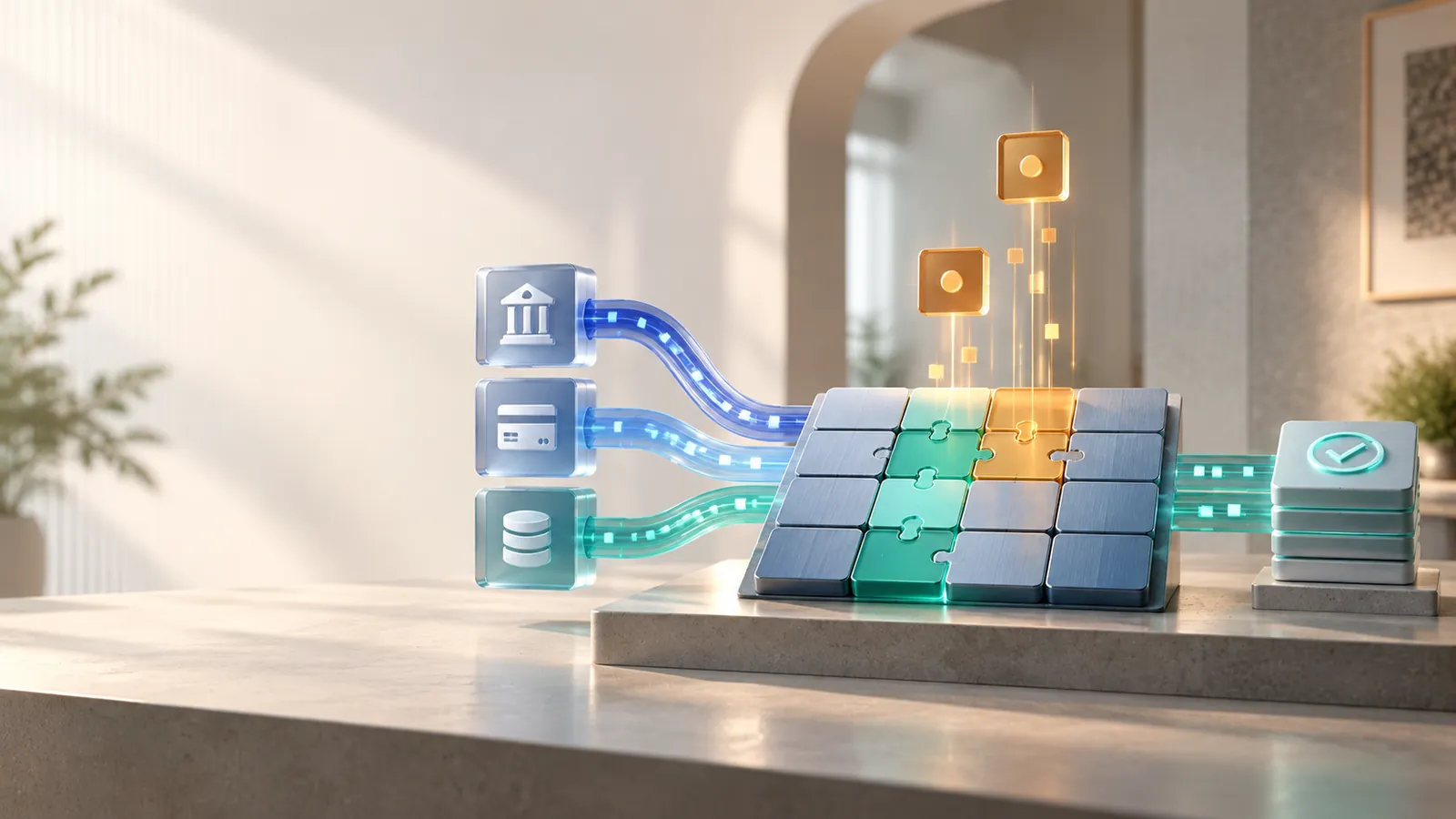 Aliran transaksi dicocokkan pada ledger dengan pengecualian yang jelas untuk ditinjau.